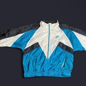 Nike Teal and White Windbreaker Jacket